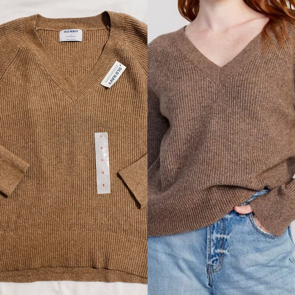 NWT Old Navy SoSoft Loose V-Neck Brown Sweater